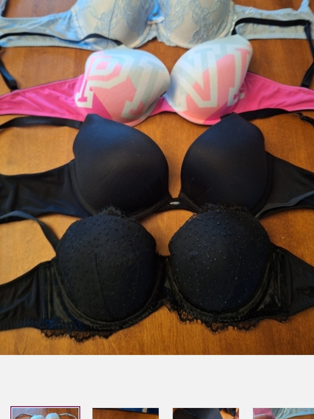 Victoria's Secret Assorted Push-Up Bras in Black, Pink & Light Blue